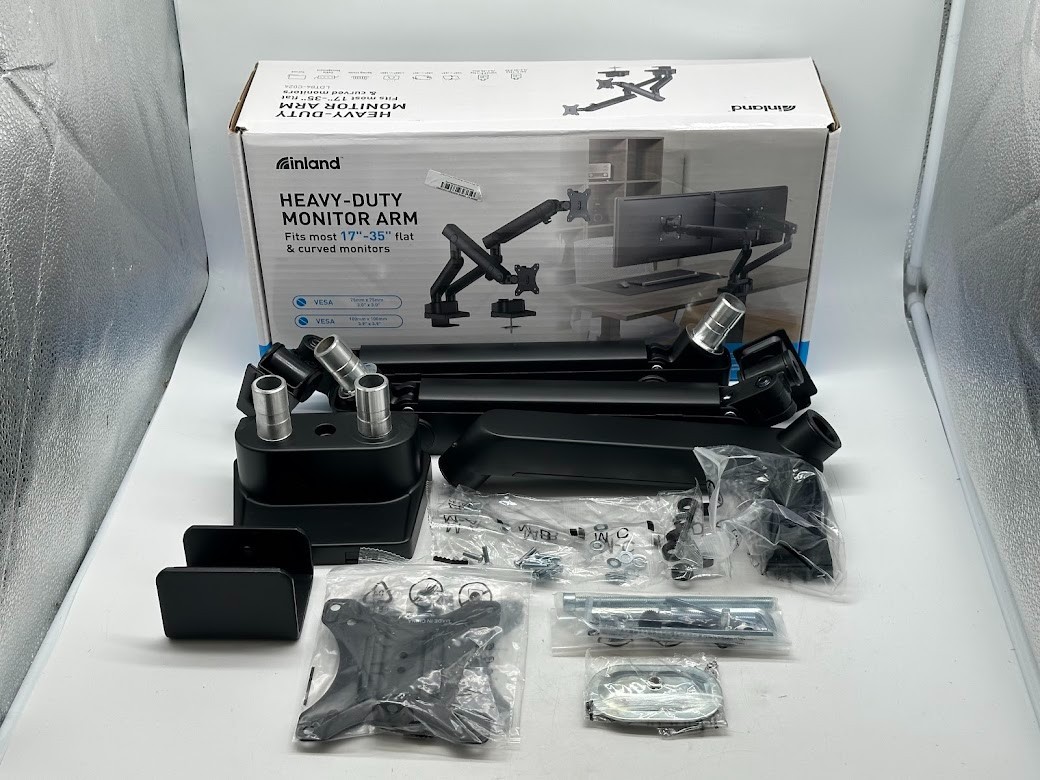 Inland Dual Screen Slim Heavy-Duty Mechanical Spring Monitor Arm