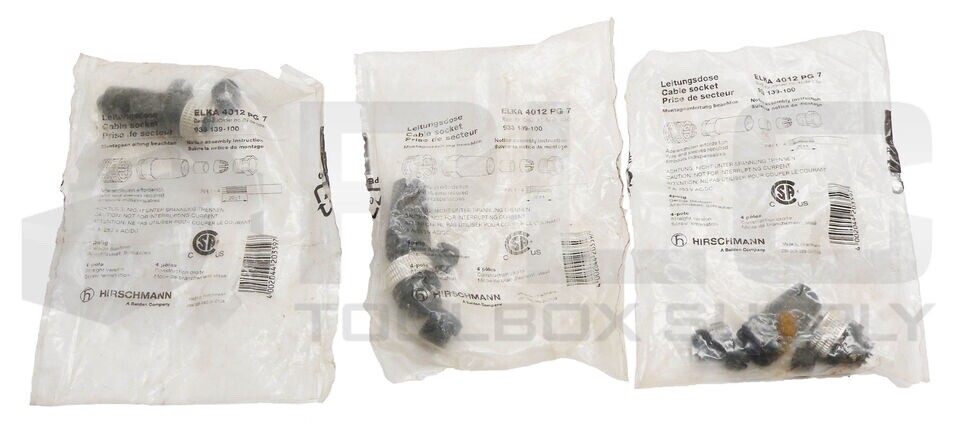 LOT OF 3 SEALED NEW HIRSCHMANN ELKA 4012 PG7 CABLE SOCKET