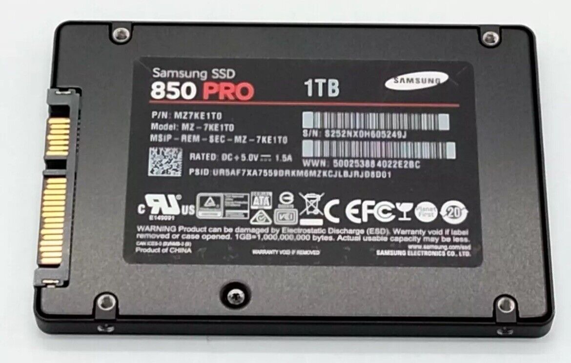 Samsung 850 Pro 1TB SSD (MZ-7KE1T0) 3D V-NAND SATA III 6Gb/s 2.5