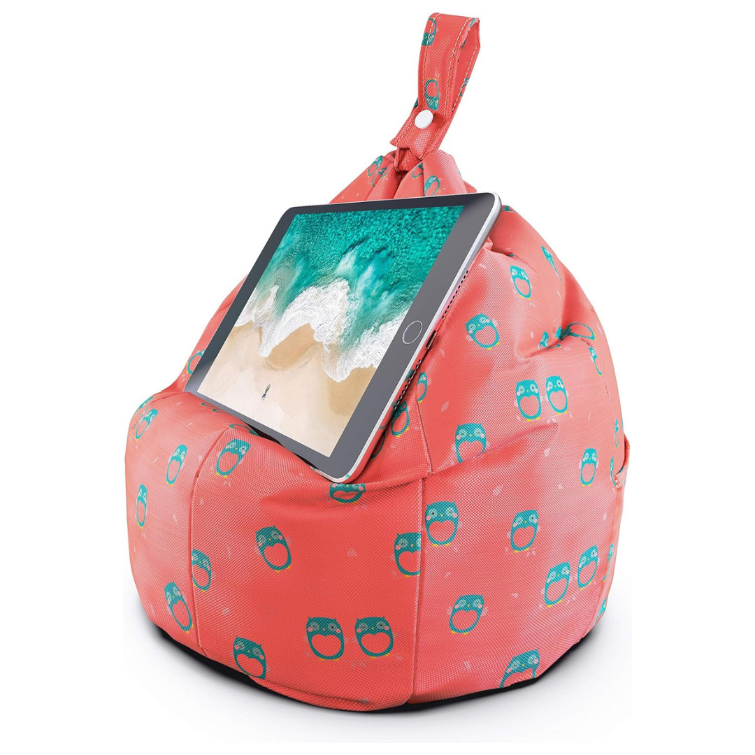 Soft Tablet Cushion Stand Pink Owl for Kids iPad Kindle Samsung Tab up to 12.9"
