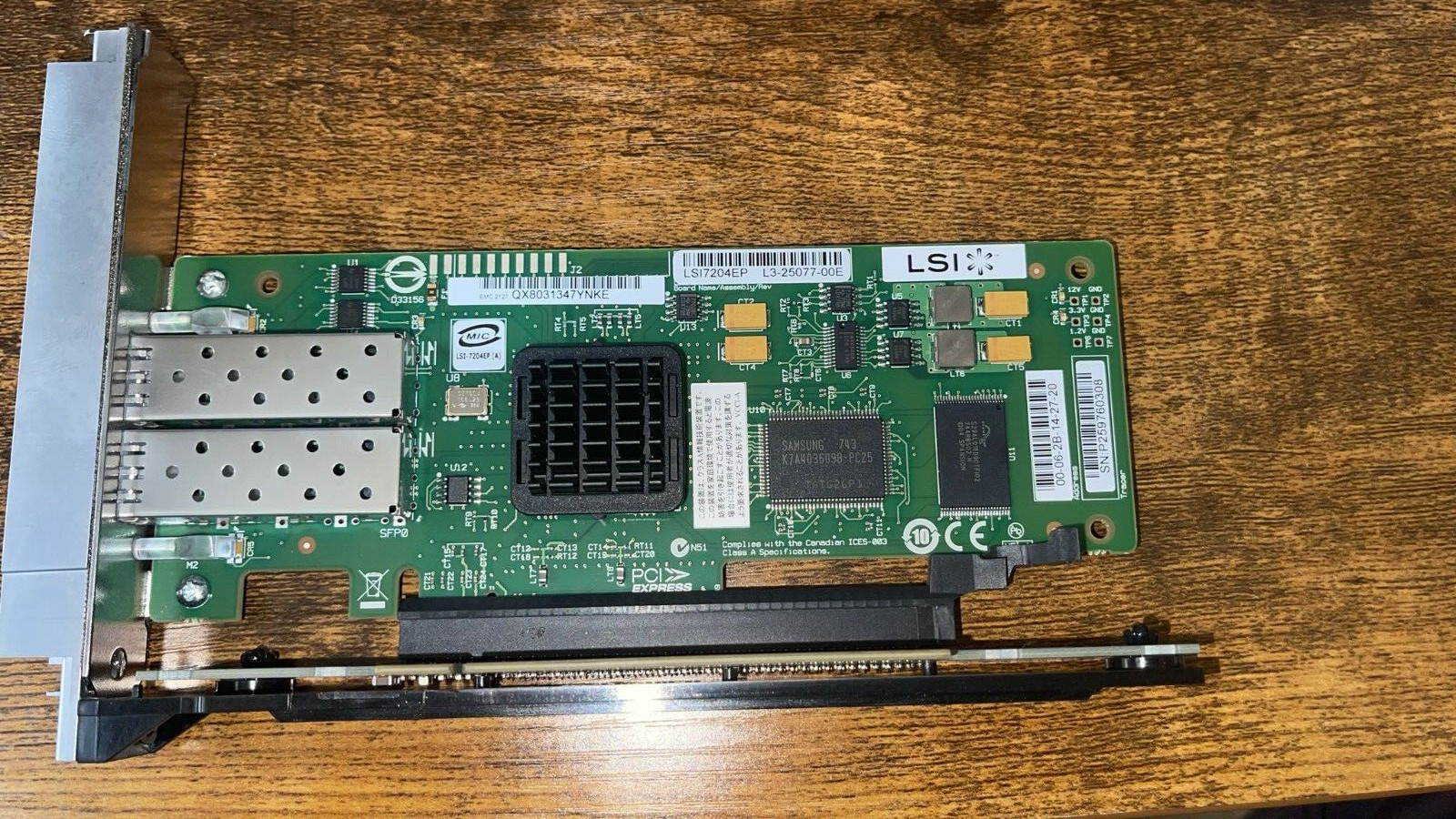 Apple LSI LSI7204EP L3-25077 Dual Port 4GB HBA Controller Card with Riser card