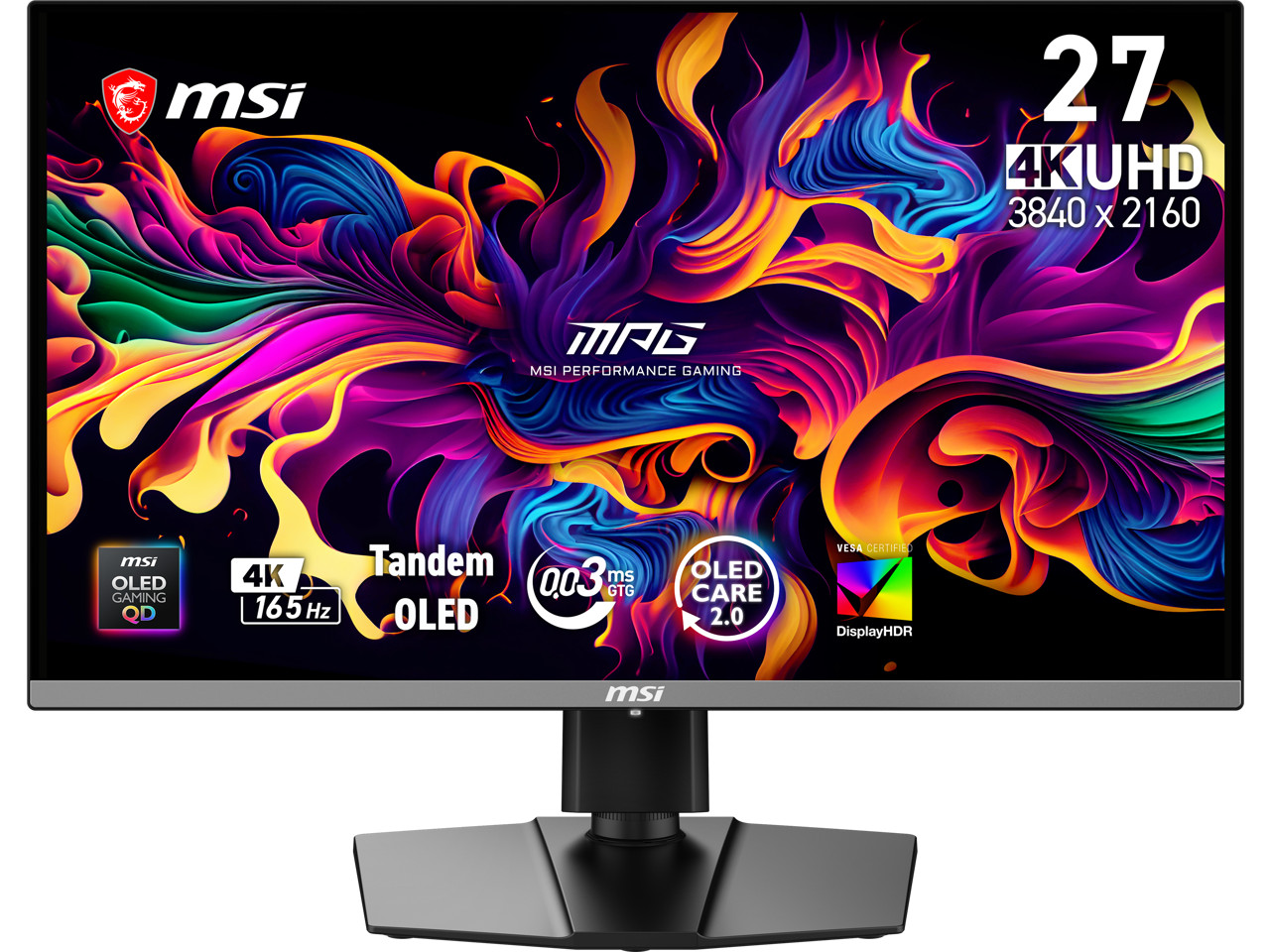 MSI 26.5" 165Hz QD-OLED UHD Gaming Monitor Adaptive Sync ADOBE RGB 98%, DCI-P3 9
