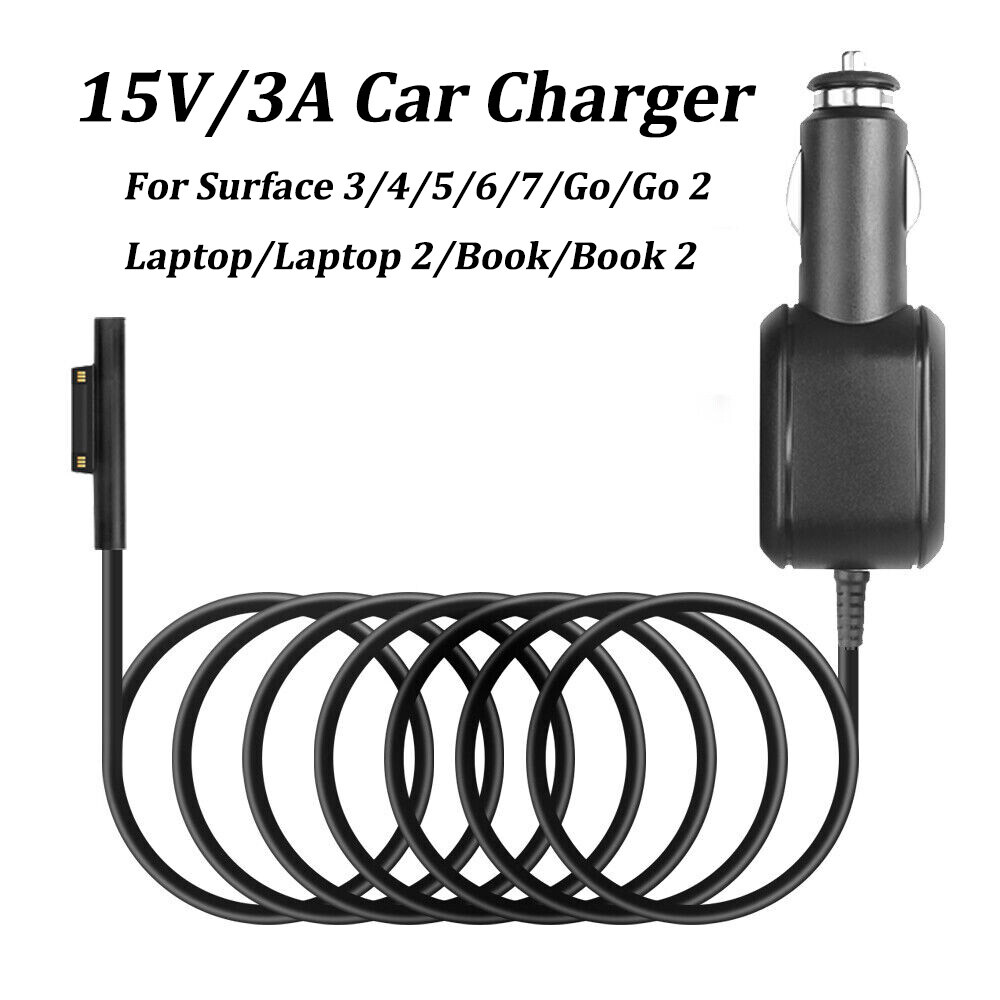 15V/3A Car Charger Cigar Power Adapter for Microsoft Surface Pro 4/5/6/7 Tablets