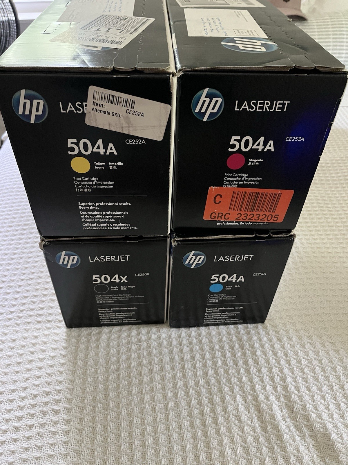 HP 504A CE250X CE251A CE252A CE253A Toner Set For LaserJet CM3525,CM3530 OEM NEW