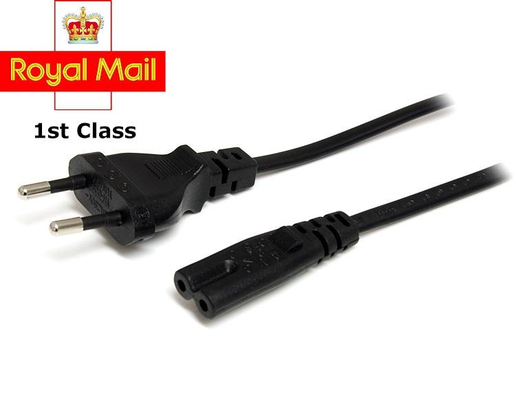 2m EU European 2 Pin Plug Fig Figure 8 Mains Cable Lead Black EU C7 F8 CORD