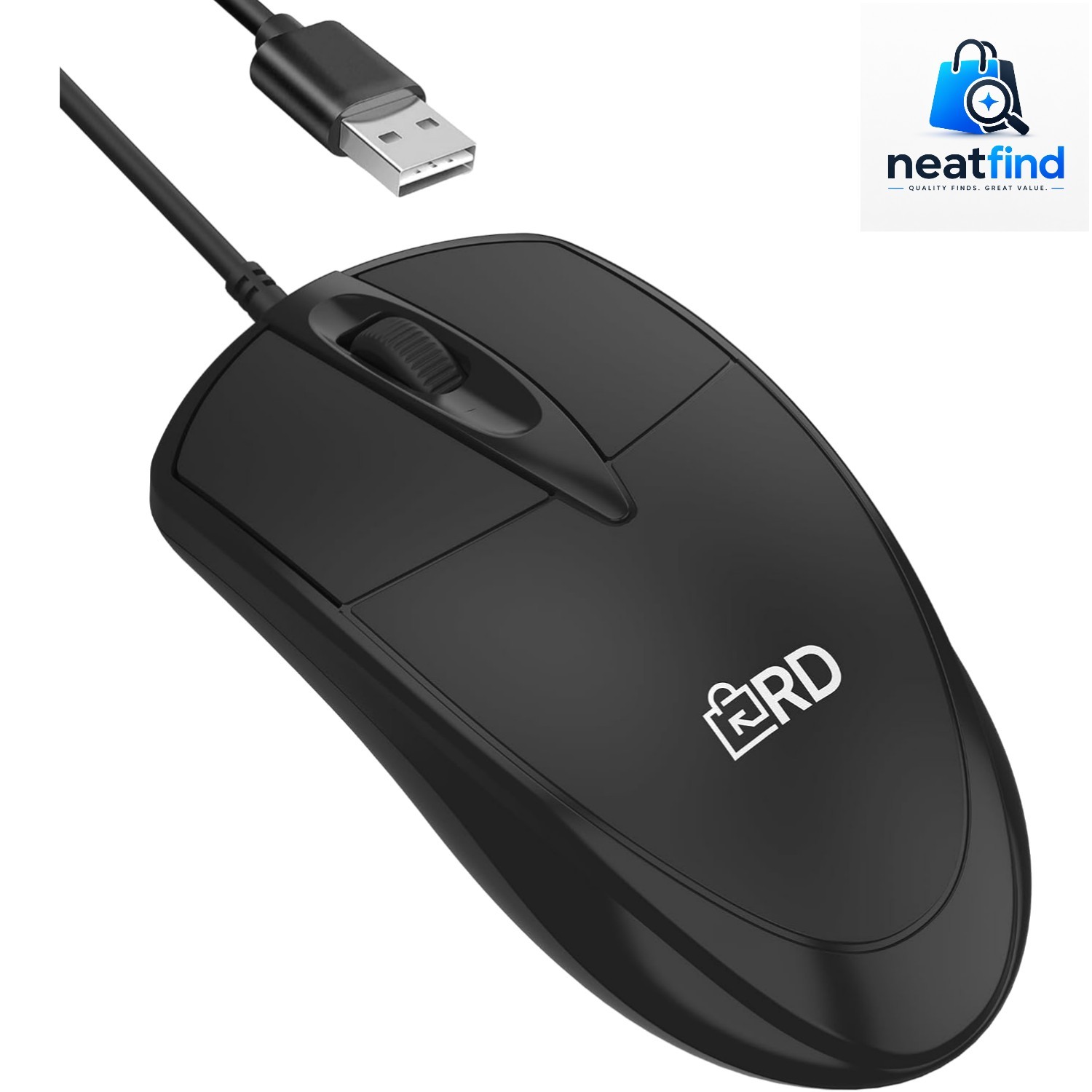Compact 3-Button USB Mouse with Durable Design & Cross-Platform Compatibility
