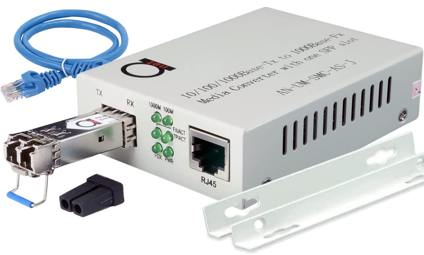 Single Mode LC Gigabit Fiber Media Converter - Includes LC SFP 20 Km 12.42 Mile