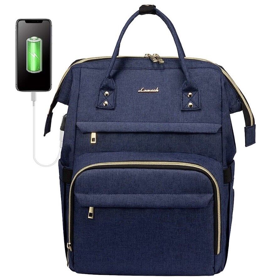 LOVEVOOK Laptop Backpack New With Tags Blue w/Gold Zippers