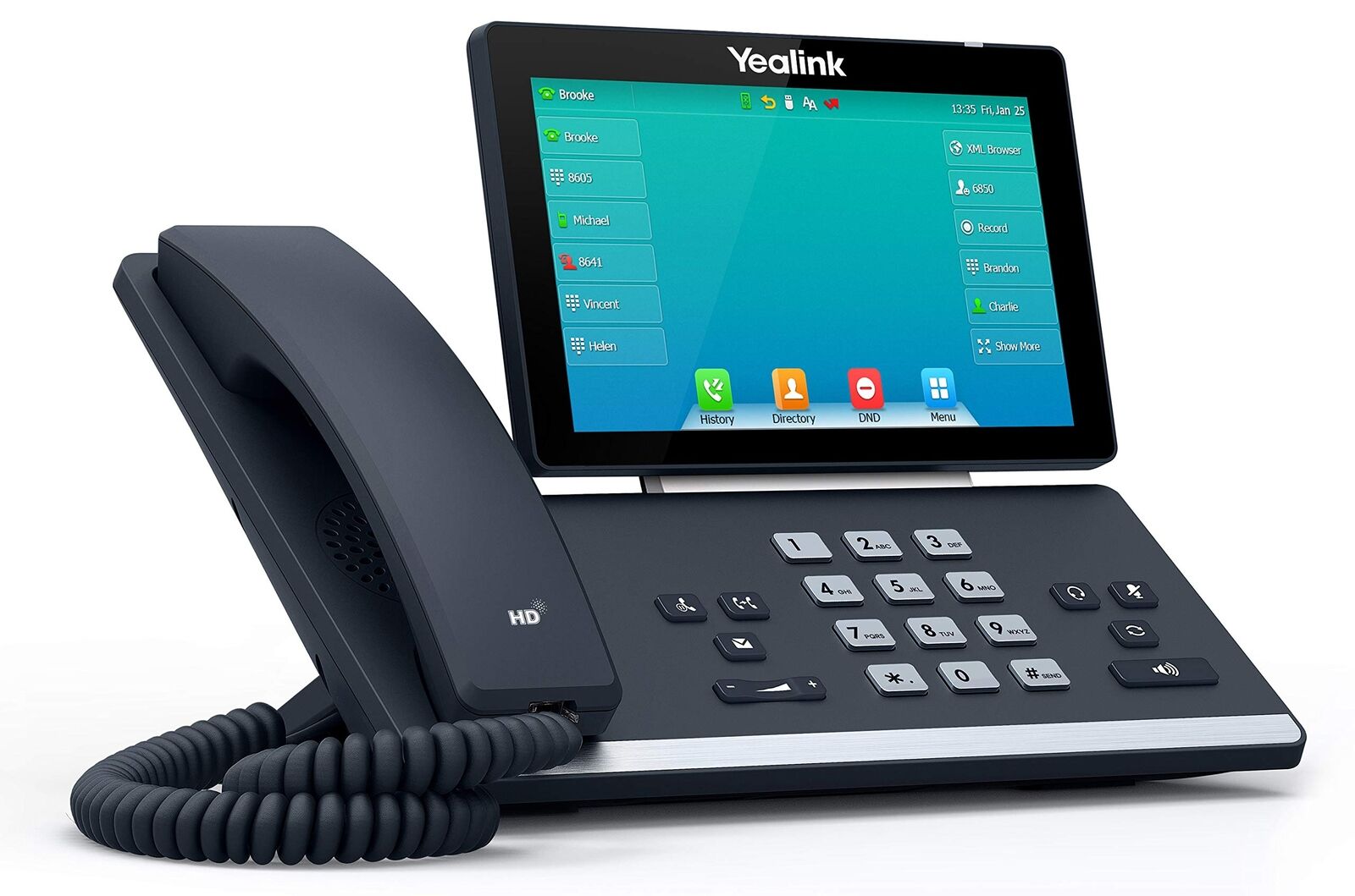 Yealink T57W IP Phone, 16 VoIP Accounts. 7-Inch Adjustable Color Touch Screen.