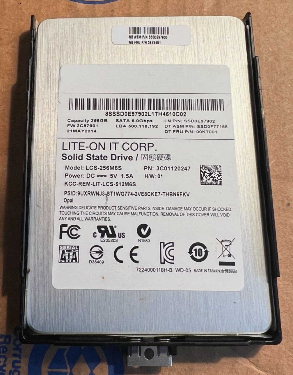 LENOVO 04X4481, 00KT001 256GB 2.5 T440 THINKPAD  SSD HD LITE-ON LCS-256M6S