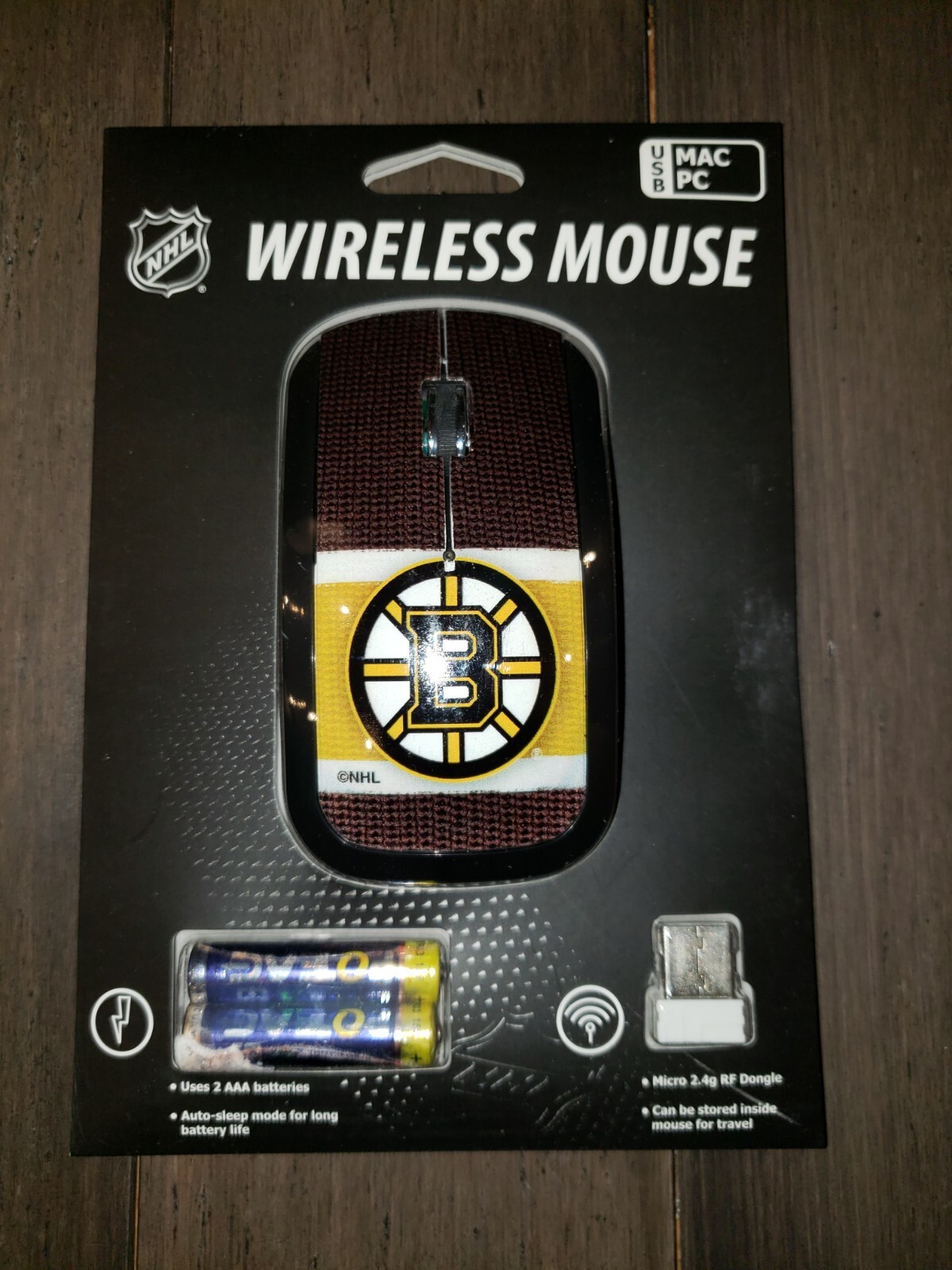 NEW NHL Boston Bruins USB Wireless Mouse Keyscaper - Game On Gloves