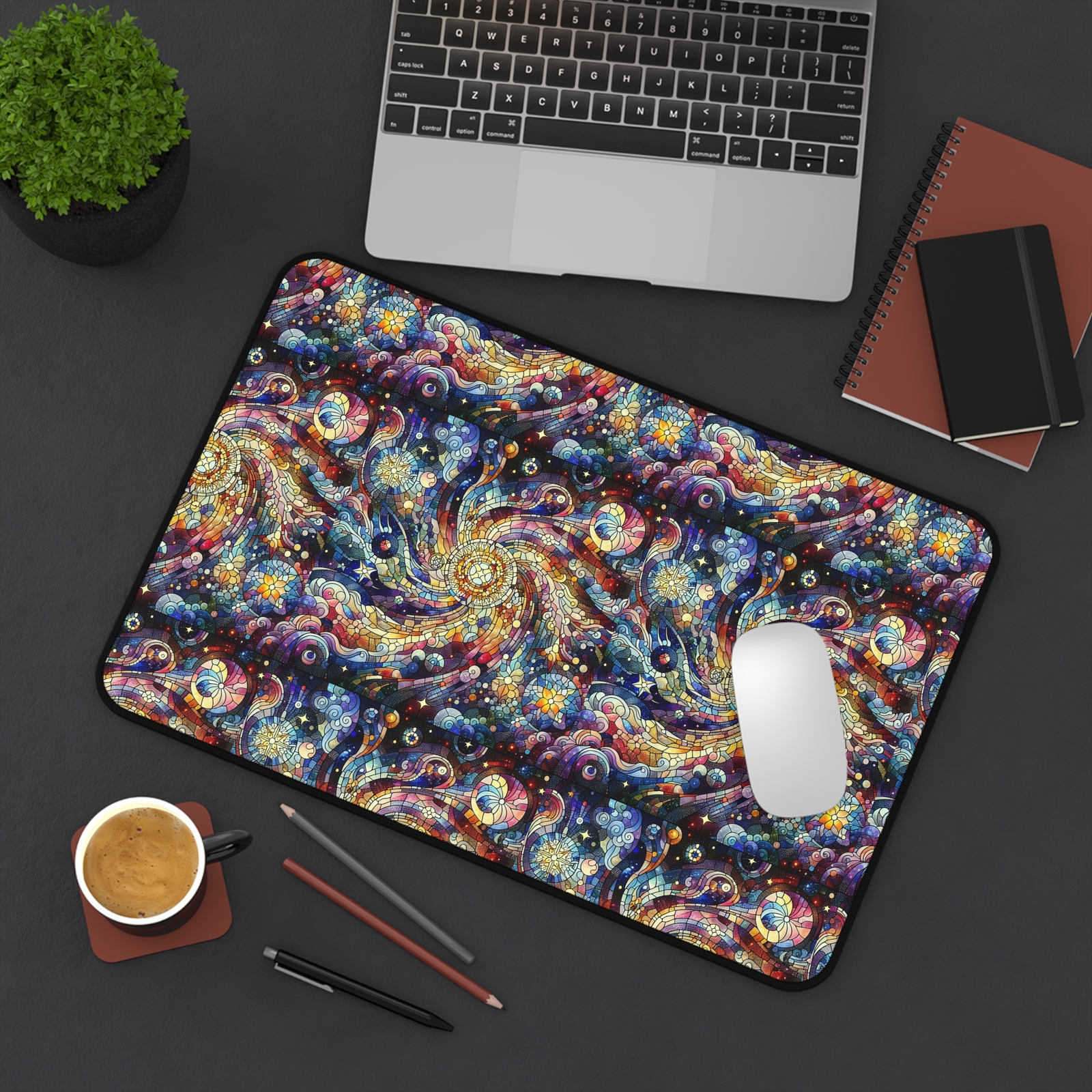 Galaxy Desk Mat, Outer Space Mouse Pad, Celestial Office Decor, Starry Night