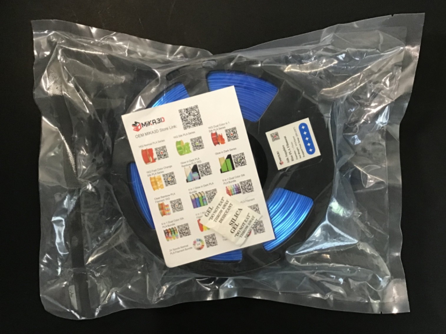 MIKA 3D Printer Filament Silk Sapphire Diam. 1.75 mm Net Weight 1 kg 3 lb Spool