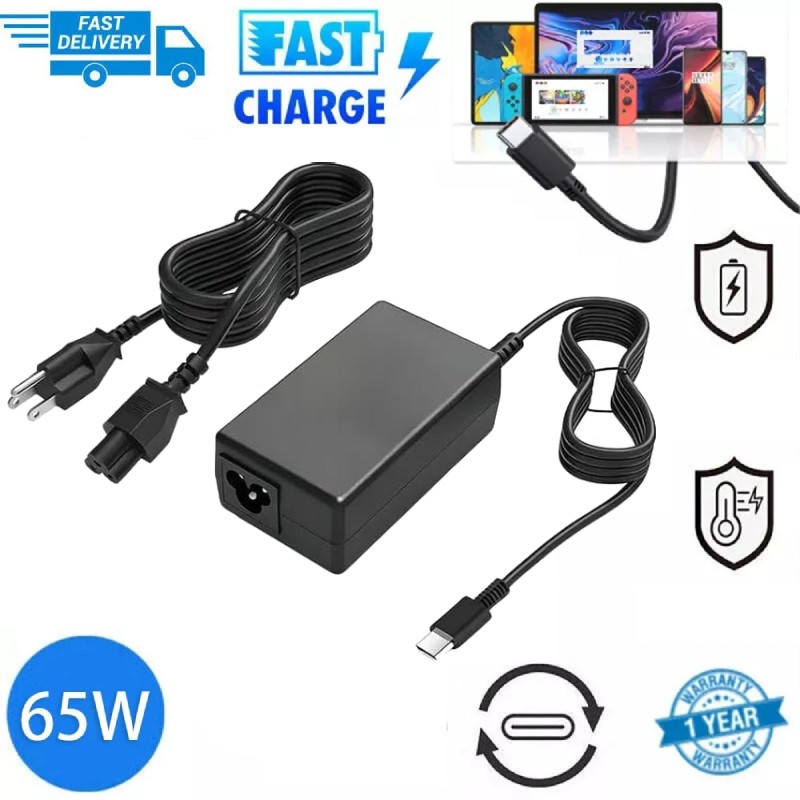 65W USB-C Laptop Charger For HP AI PC OmniBook 5 X Flip EliteBook Power Adapter
