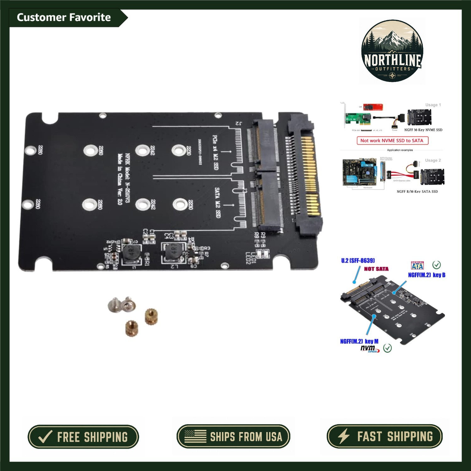 Dual Slot U.2 to M.2 SSD Adapter for PCIe and SATA – Efficient Storage Solution