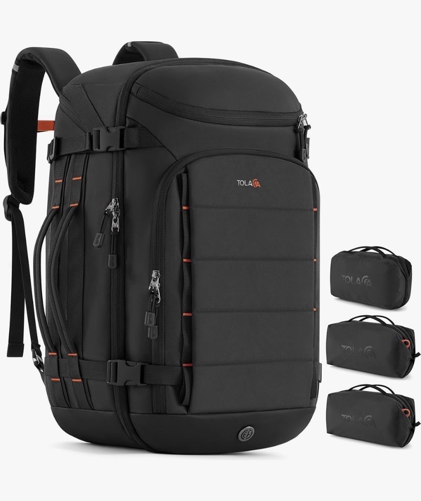 Tolaccea Travel Backpack Carry On 40L, Large Laptop Backpack with3 Packing Cubes