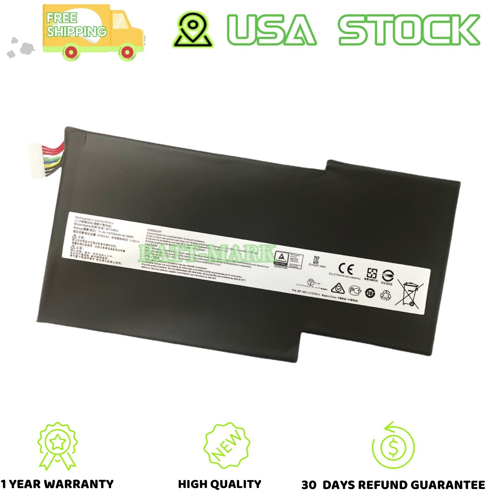 ORIGINAL BTY-M6J Battery For MSI GS63 GS63VR GS73 GS73VR 6RF Stealth Series