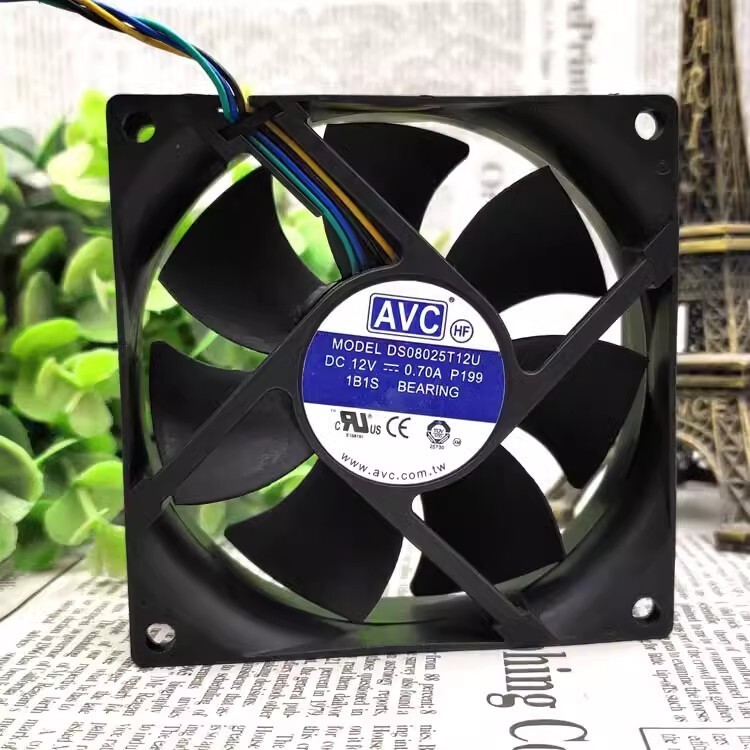 AVC DS08025T12U 8025 12V 0.70A 4-Wire Ball Cooling Fan