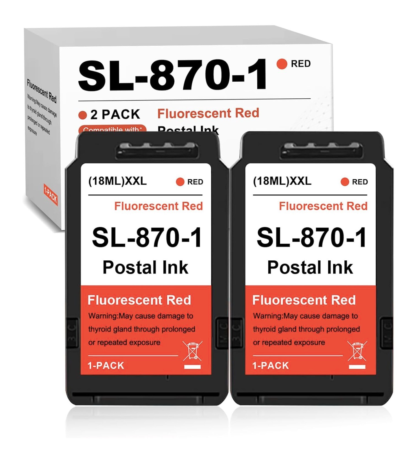 ** NEW Ink Cartridges | SL-870-1 XXL | Fluorescent Red | 2-Pack for Pitney Bowes