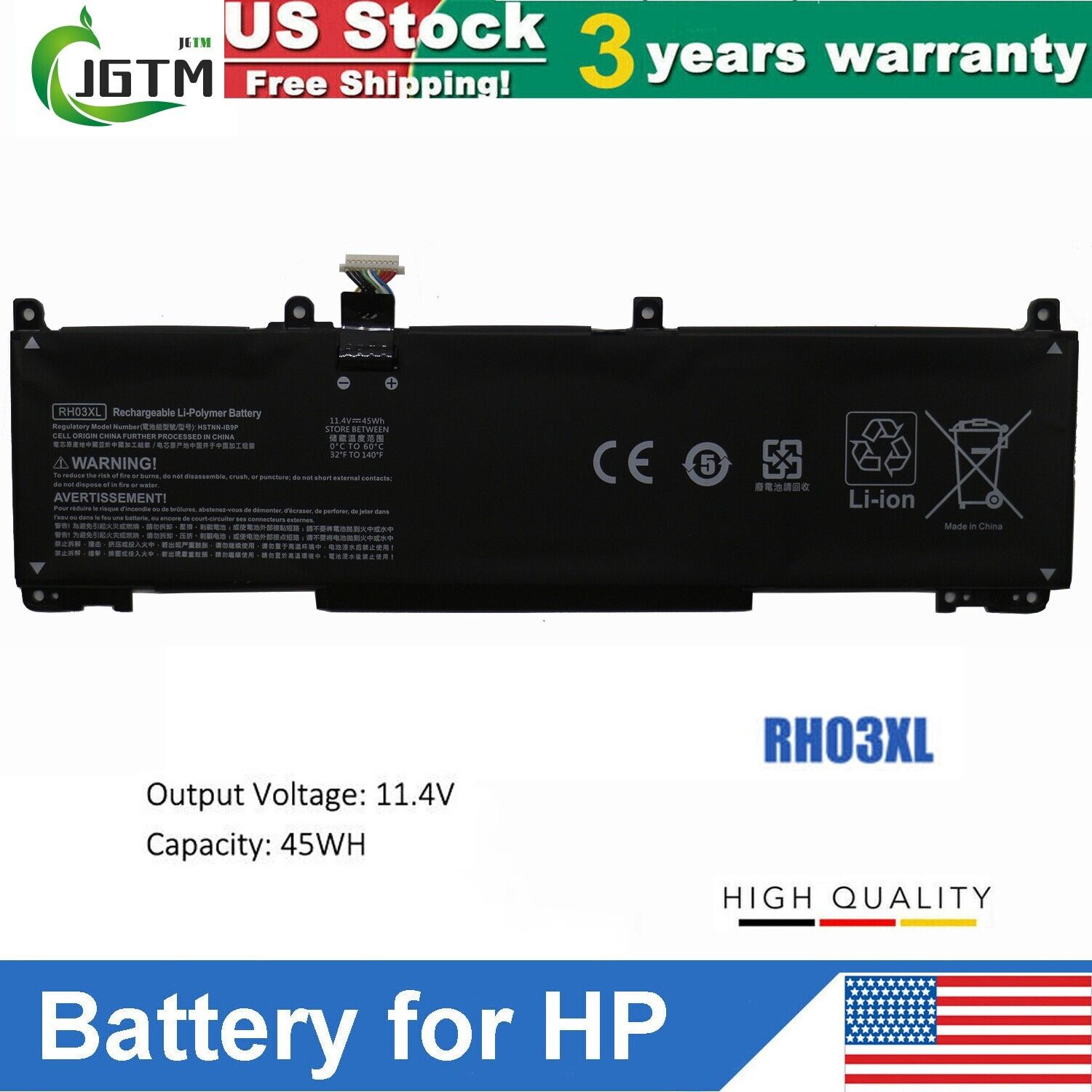 RH03XL Battery for HP ProBook 430 440 450 630 640 650 G8 HSTNN-OB1T 45Wh 11.4V