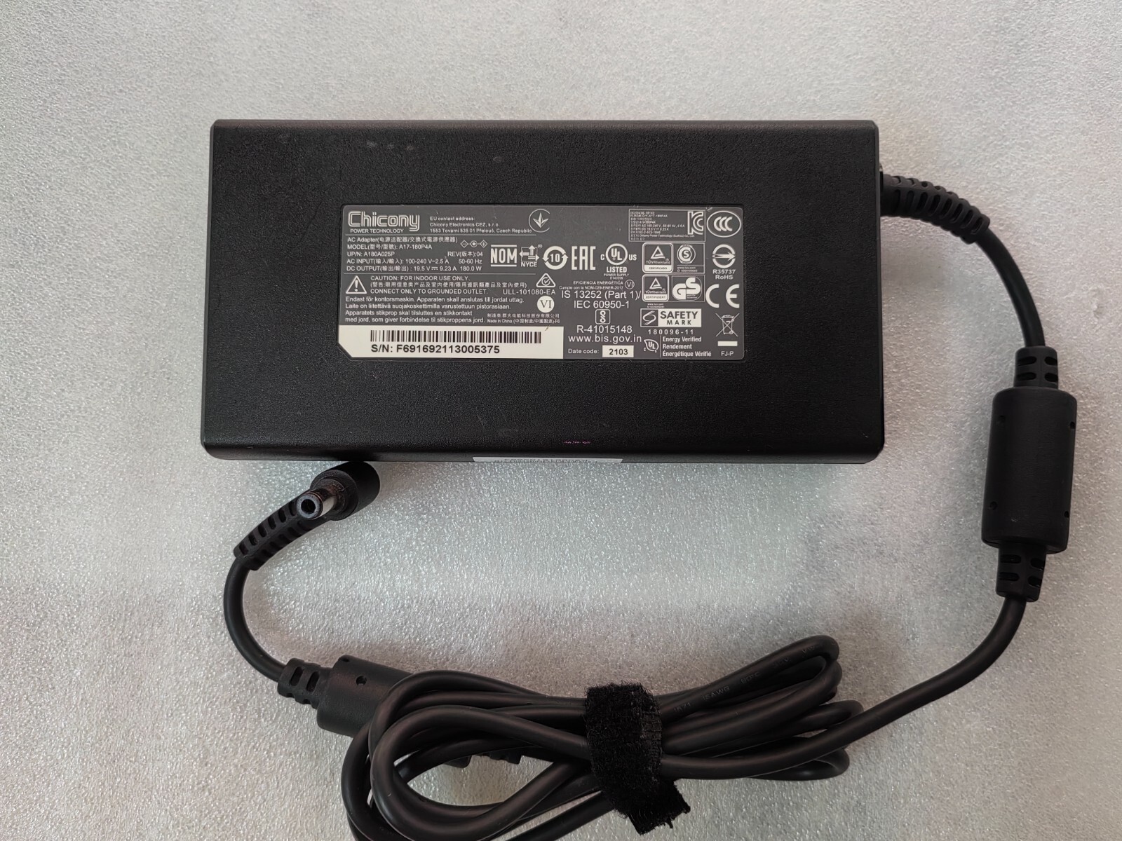 Original Chicony 19.5V 9.23A A17-180P4A 180W AC Adapter For MSI GT70 2PC-1468US