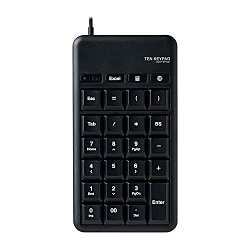 ELECOM Wired Membrane Numeric Keypad Medium Size USB Port Hotkeys Heavy-Duty
