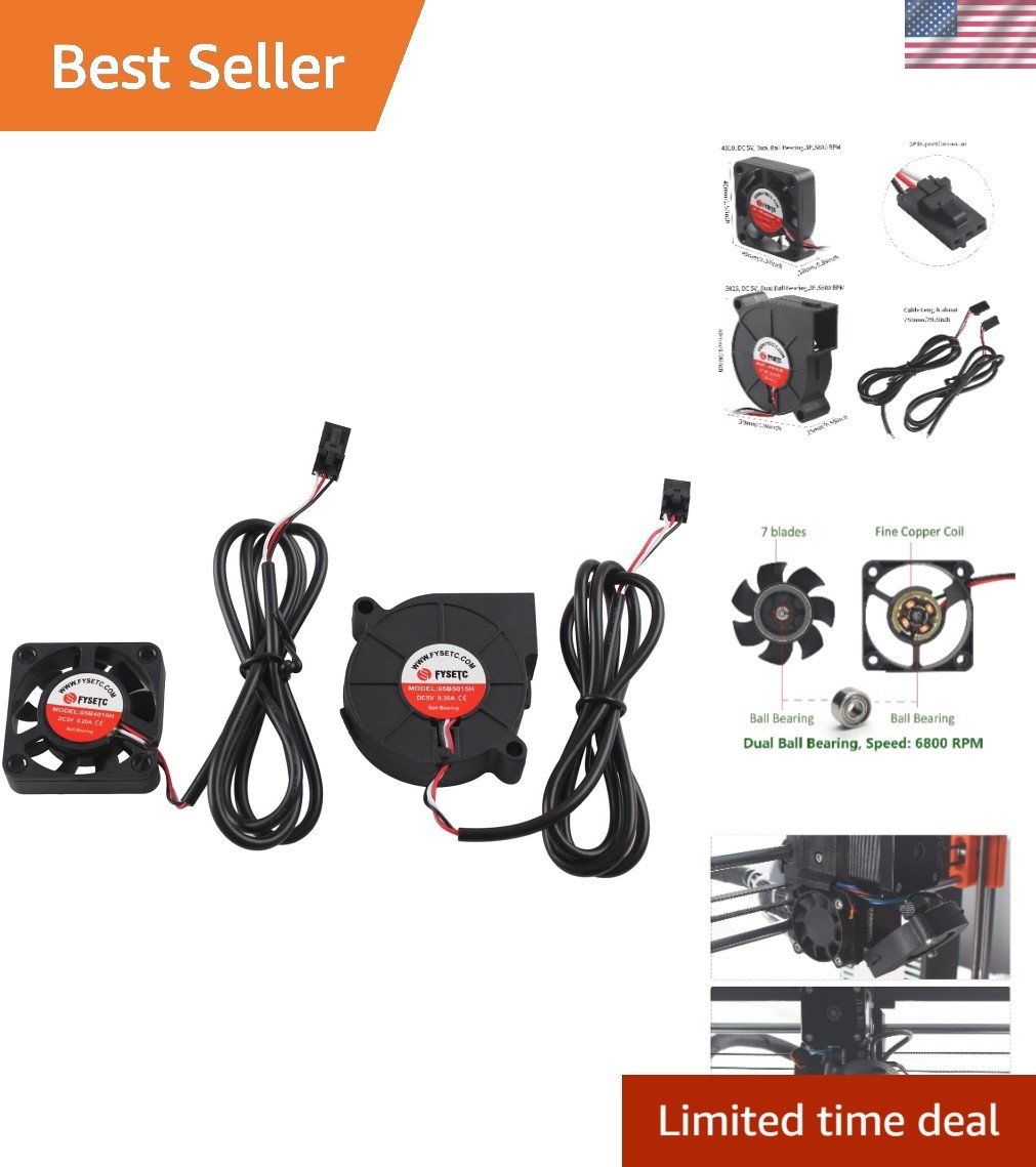 3D Printer Part i3 MK3S+ 4010 5015 Fan DC 5V MK3S Blower Fan Extruder Cooling...