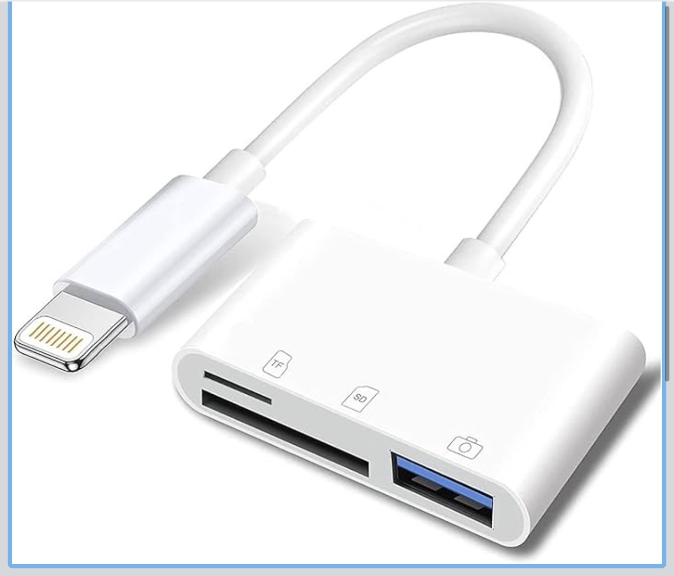 Lightning to SD/TF Card Camera Reader Adapter for iPhone/iPad – New