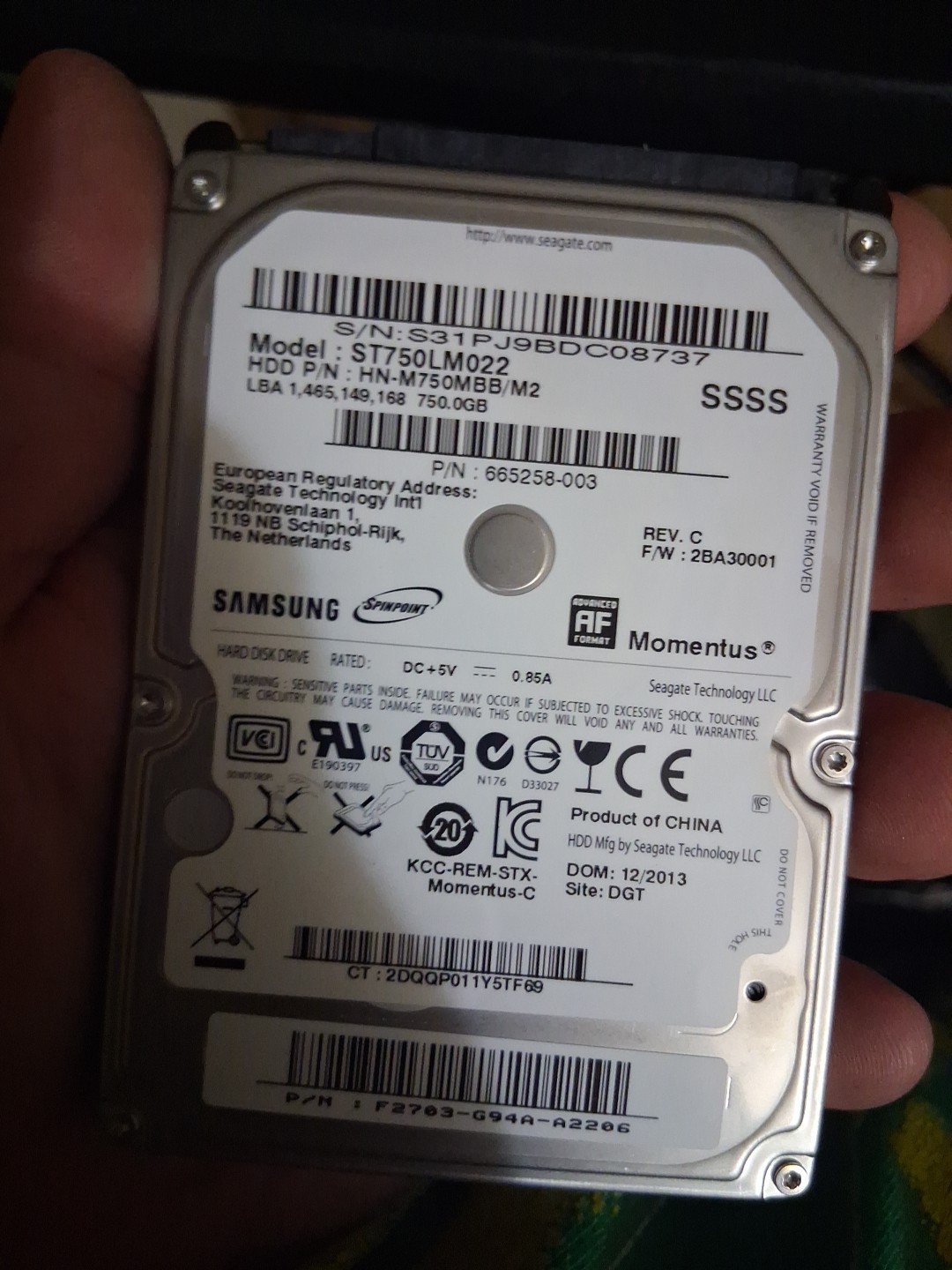 Samsung Momentus 750GB 2.5" SATA Laptop/Notebook Internal Hard Drive ST750LM022