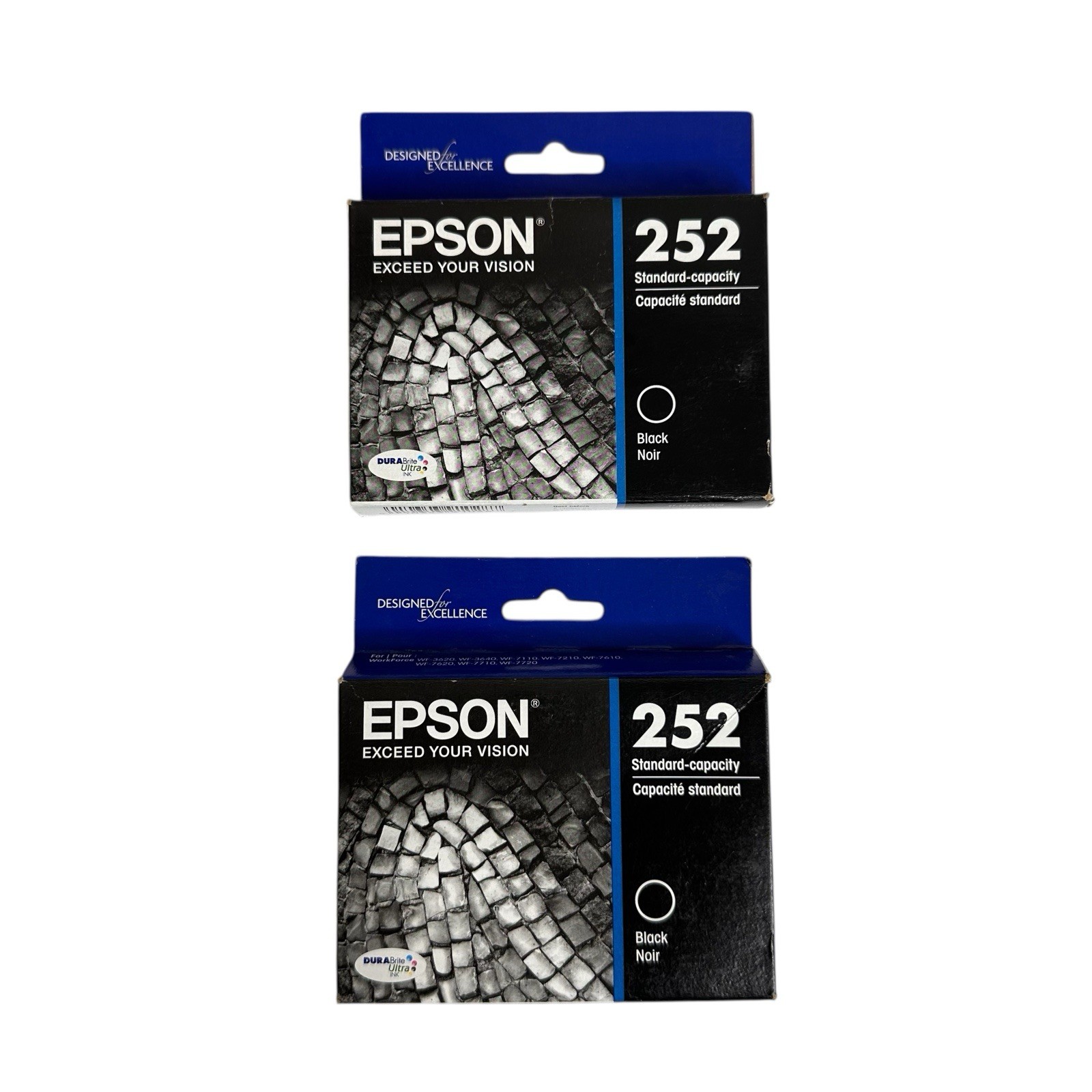 Epson 252 Standard Capacity Black Ink Cartridges Lot of 2 New Expired 05/2023