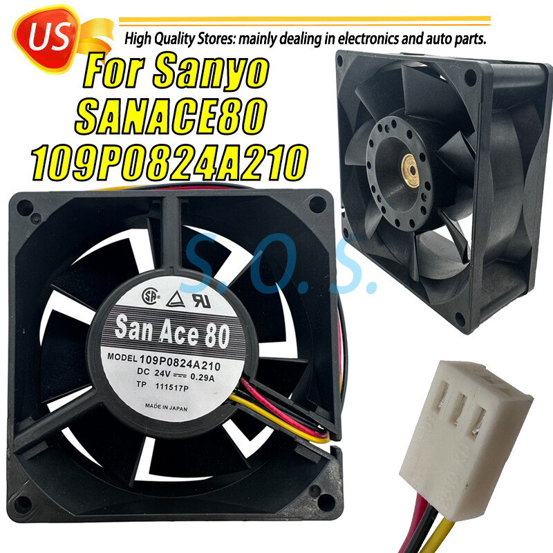 1PCS For SANYO SANACE80 109P0824A210 24V 0.29A 80*32MM 3-wire cooling fan New