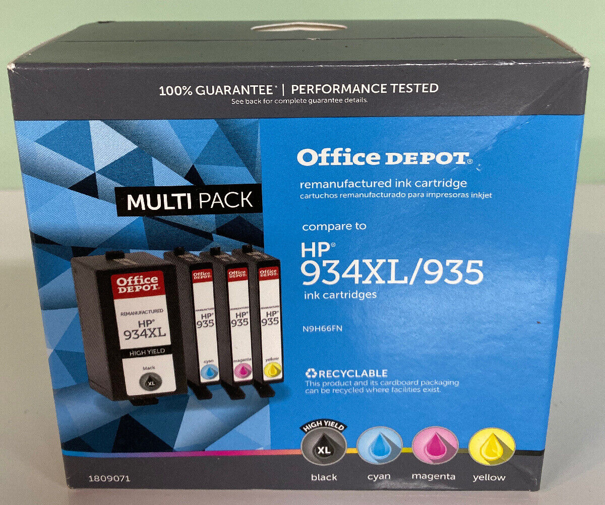 Office Depot for HP 934XL Black/935 C/M/Y Remanufactured Cartridges. Sealed