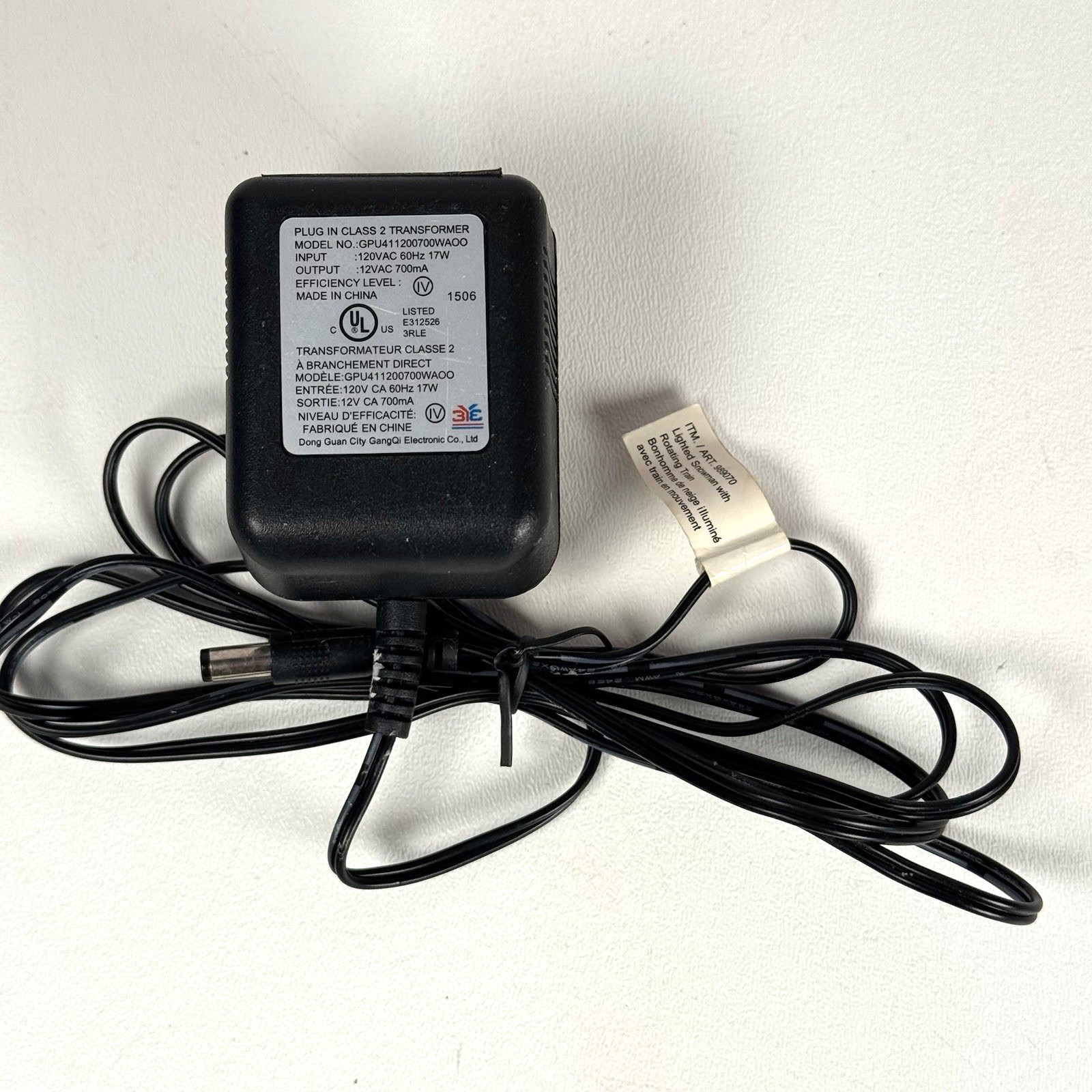 Original OEM 12V AC Adapter For Lighted Snowman Rotating Train Costco ART 989070