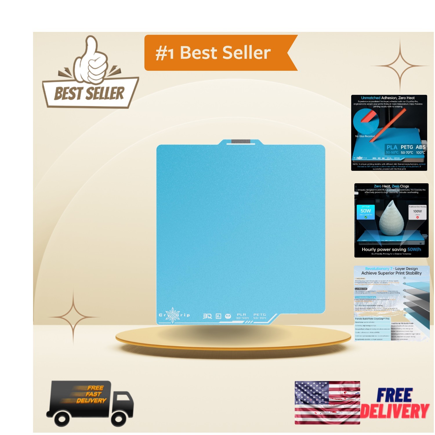 Scratch-Resistant BIQU CryoGrip Pro Frostbite Build Surface for Bambu-Lab Series