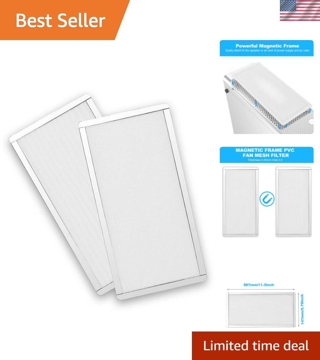 140mm Magnetic PVC Fan Dust Filter Cover - Easy Clean & Install - White 2-Pack