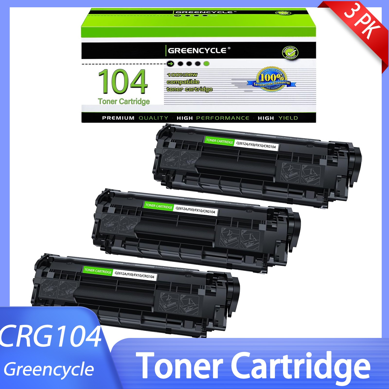 3PK FX9 FX10 Toner Cartridge Fit For Canon imageCLASS MF4120 MF4330d MF4680 D450