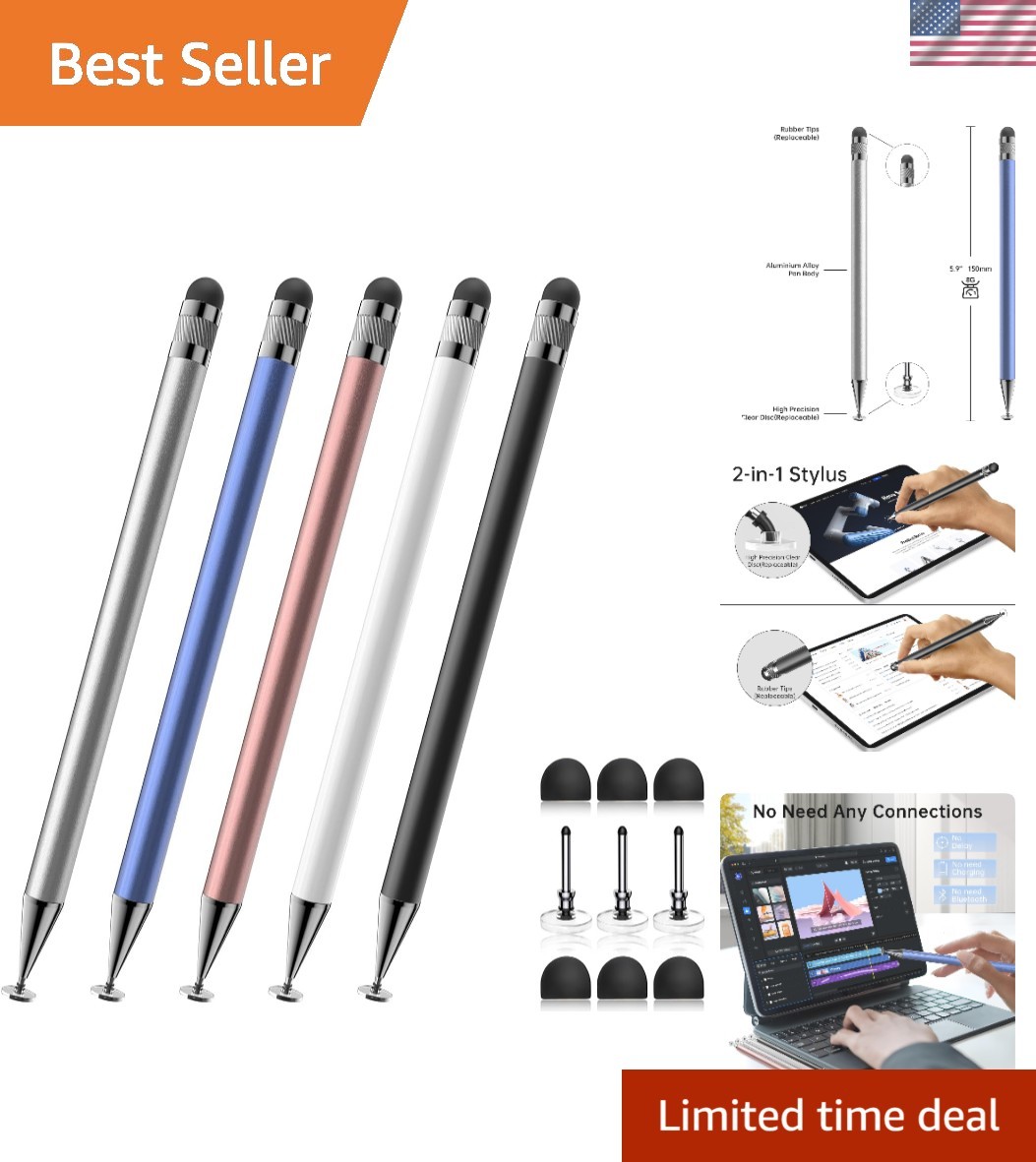 Stylus5 Pcs,2-in-1 Stylus Pen for Touchscreen,Capacitive Stylus