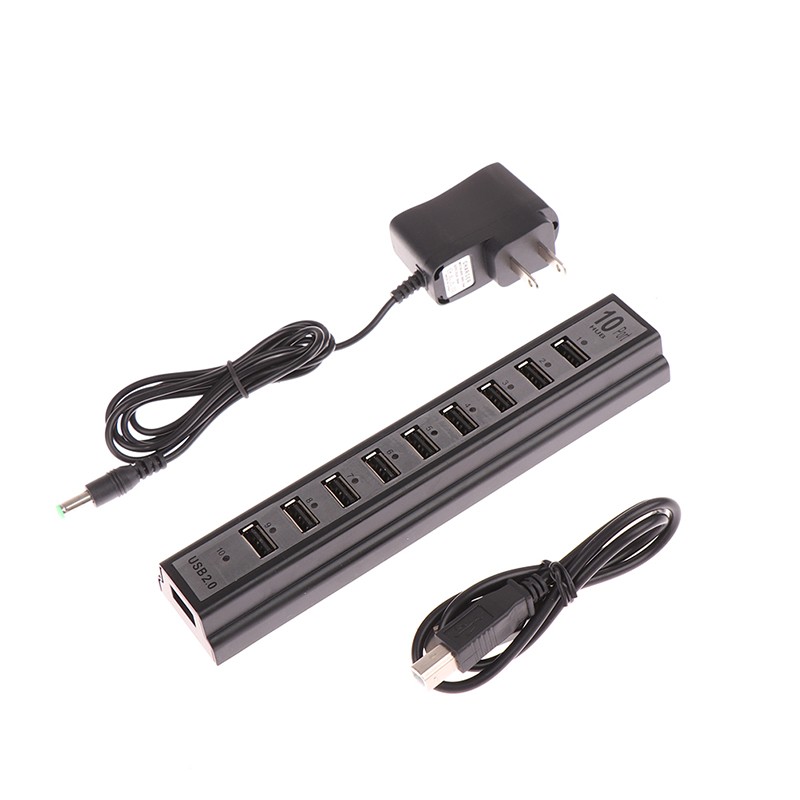 Power Adapter Usb Charger Hub Adapter Hi-speed Multi Hub 10 Port For Pc LaptQ6