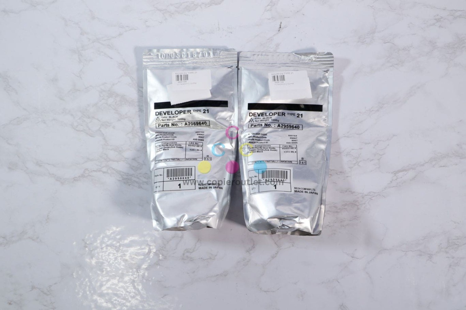 Lot of 2 Ricoh AF1085, 1105, 2090 Black Developers A2959640 Type 21 (888164)