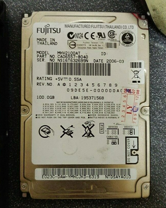 Fujitsu MHV2100AT 100GB 4.2K RPM ATA/IDE 2.5" Laptop Hard Disk Drive