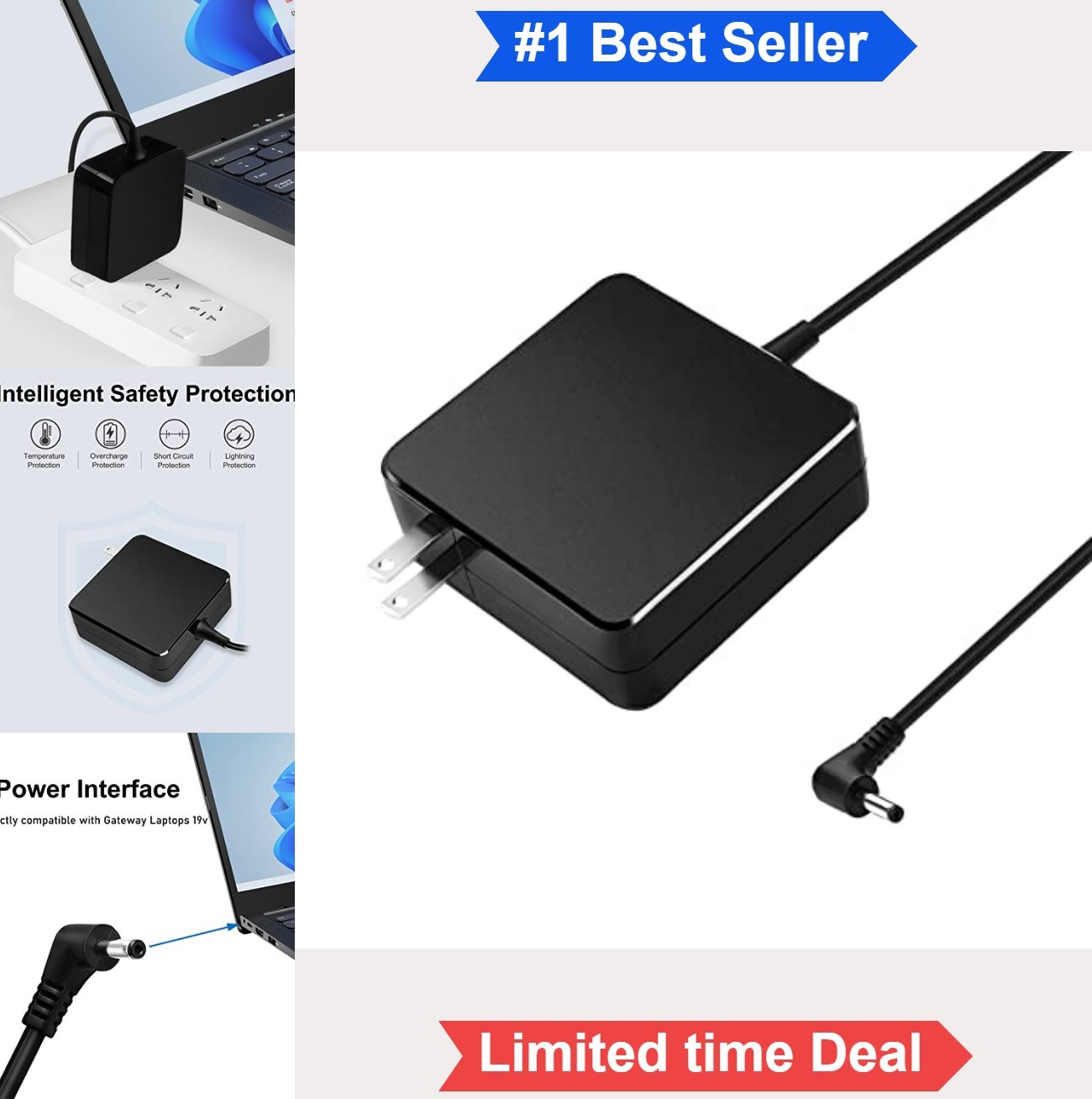 19V 3.15A 60W Laptop Charger Power Adapter For Gateway 15.6 17.3 Inch FHD IPS