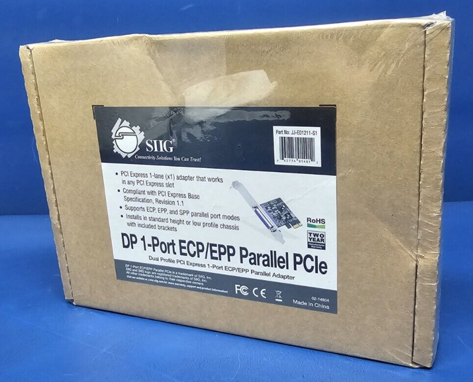 Brand New, Sealed Siig JJ-E01211-S1 DP 1-port ECP/EPP Parallel PCIe Card.