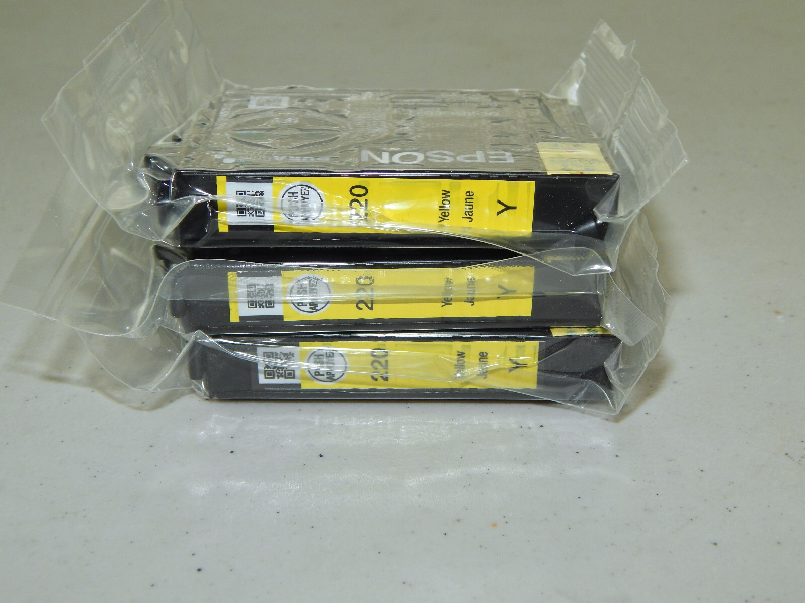 3 Pack New Open Box Genuine EPSON 220 Yellow Ink Cartridges UNKNOWN EXP FREESHIP