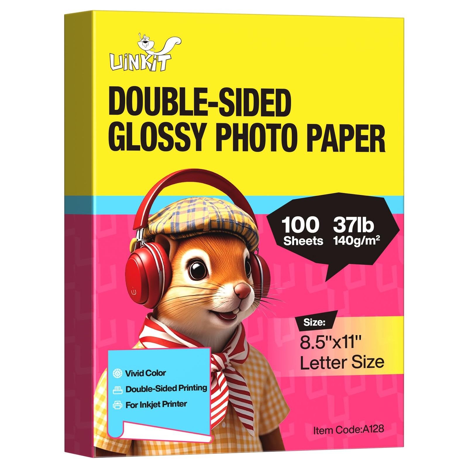 Uinkit Photo Paper Glossy Double Sided 8.5x11 Inkjet 8.5 x 11 x Glossy, White