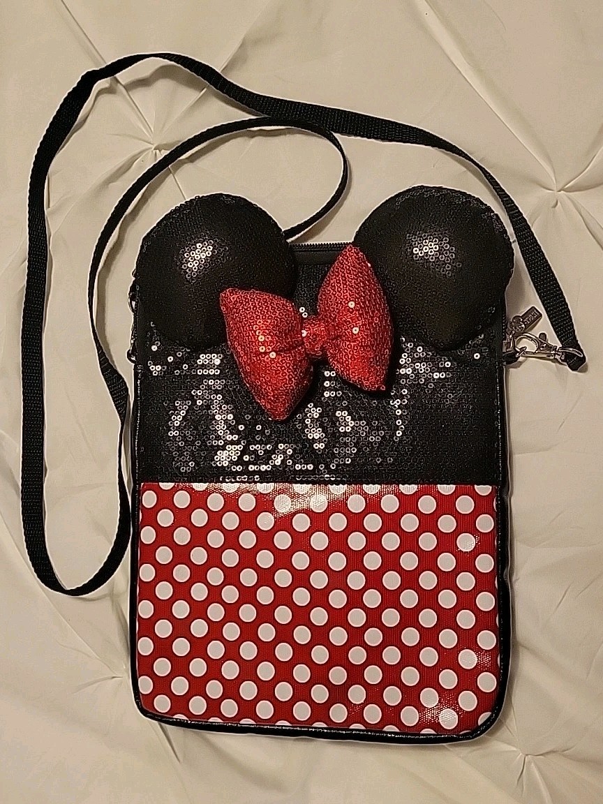 Disney Parks Authentic Original Sequin Minnie Crossbody/Tablet Bag. D-TECH
