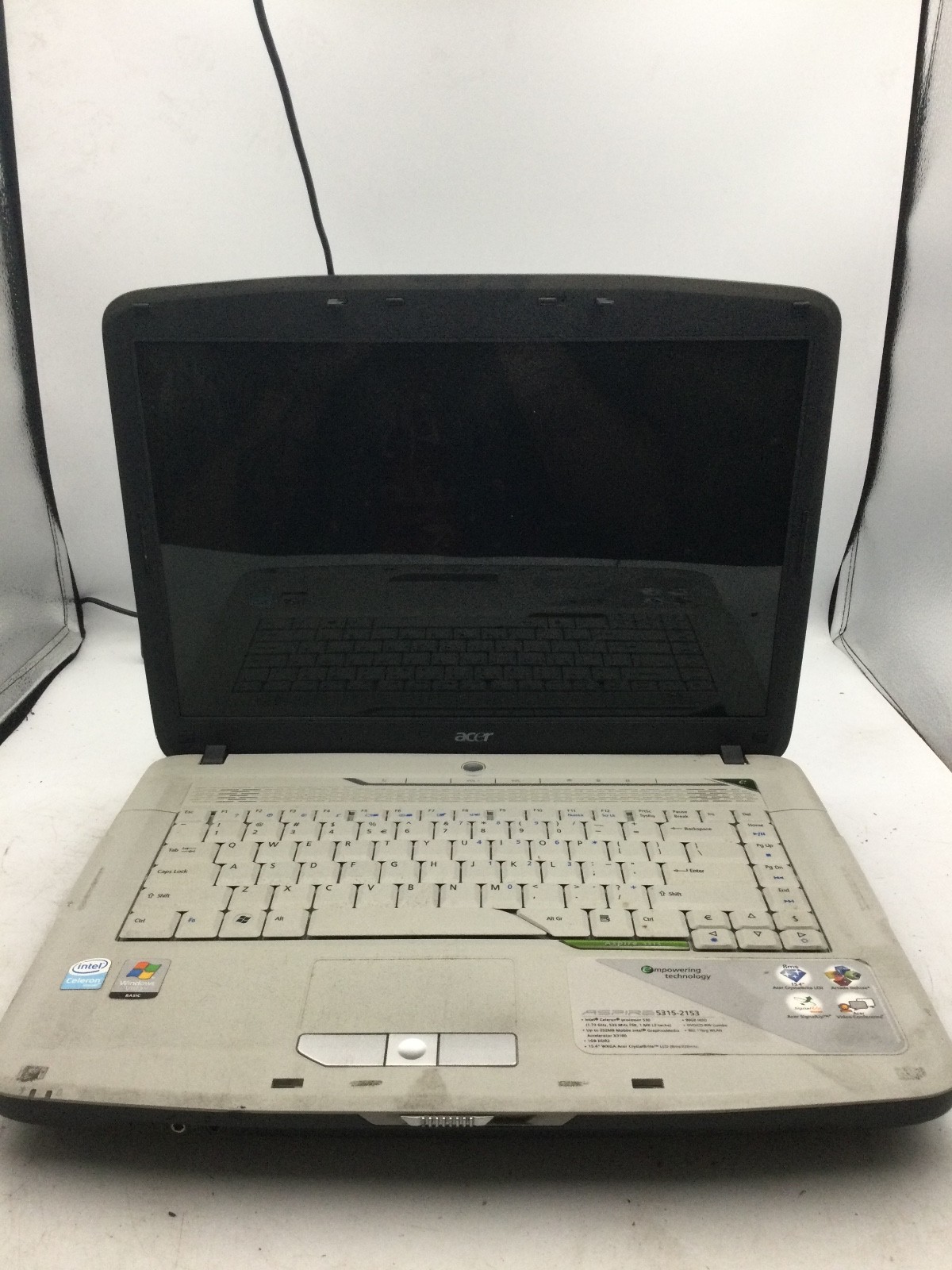 ACER ASPIRE 5315 - FOR PARTS/NO POWER - INTEL CELERON - 2GB RAM - 15" - READ -BB