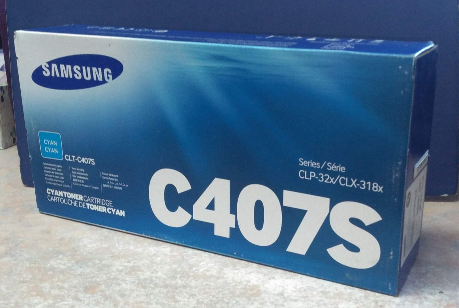 Genuine Samsung C407S Cyan Toner Cartridge CLT-C407S New Sealed Box ~ p