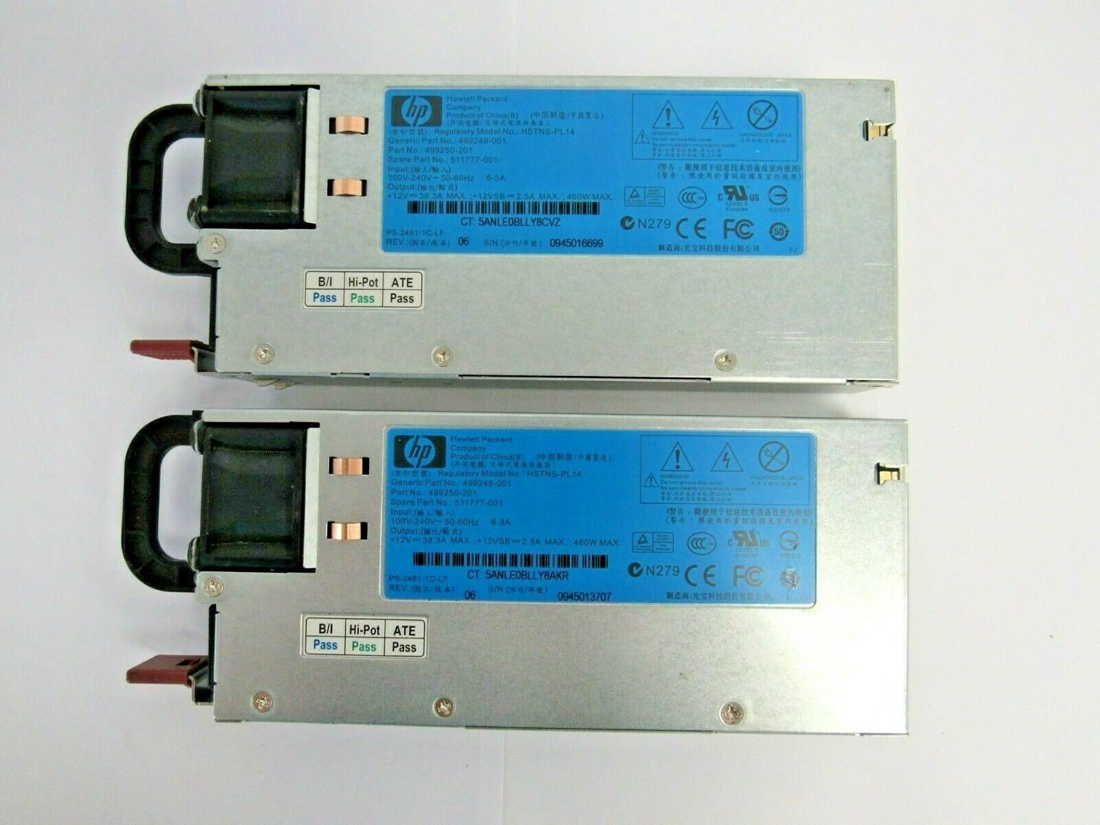 HP (Lot of 2) 511777-001 460W Server Power Supply 499250-201 499250-301   47-2