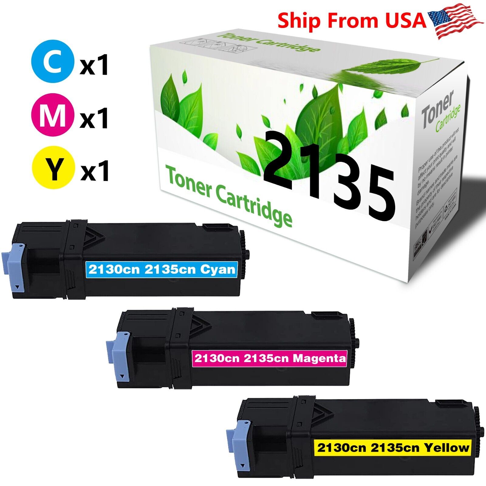3PK DE2135 2135 Toner Cartridge 2130 2135 Laser Printer CYM