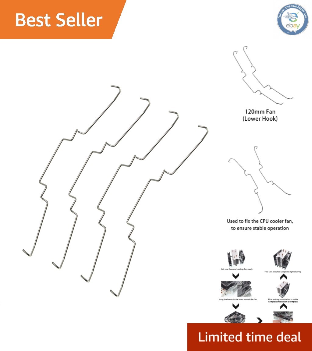 High-Quality 12cm CPU Radiator Clips - 4pcs Stainless Steel Cooling Fixings